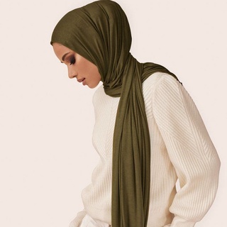 2020 musulmán hiyab jersey bufanda suave sólido chal pañuelo en la cabeza foulard femme musulman islam ropa árabe envoltura cabeza bufandas casco