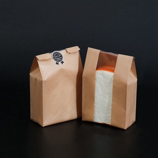 beltdeep 25/50pcs bolsa de pan pan pan bolsa de embalaje de alimentos bolsa de papel kraft bolsa de almacenamiento de rayas tortas para llevar panadería hornear tostadas (3)