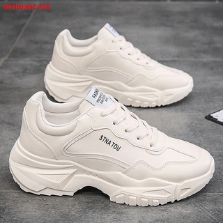 Zapatos De Los Hombres Otoño 2021 Nuevos Blancos Versión Coreana De La Tendencia De Todo-Partido Transpirable Aumento De Suela Gruesa casual Deportes Papá