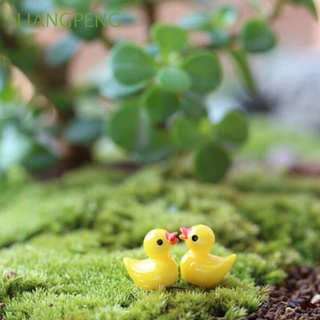 liangpeng 5pcs patos amarillos lindo adornos miniatura jardín mini animales resina hogar hadas figura/multicolor