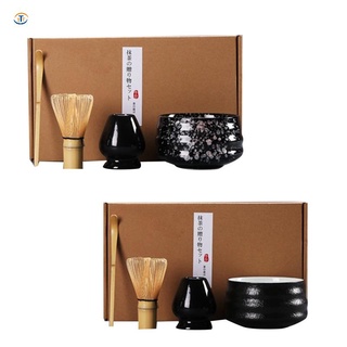 4 unids/set tradicional matcha batidor, batidor matcha de bambú con cuchara, cuenco de cerámica matcha, conjuntos matcha japoneses, b