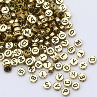 HONGHUI 100 unids/lote accesorios de joyería collar letra DIY perlas accesorios forma redonda Metal Color pulseras artesanía acrílico joyería hallazgos
