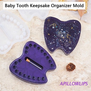 apillowlips hecho a mano bebé caja de dientes de resina molde de los niños de la memoria de recuerdo organizador de dientes de hadas titular contenedor de resina molde de fundición herramientas