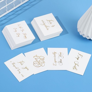 lake1 50pcs 6x8cm blanco tarjeta de felicitación regalo decoración gracias escritura a mano tarjetas de mensaje boda fiesta feliz cumpleaños diy diseño simple oro estampado (5)