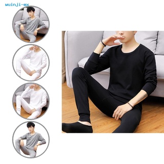 wuinji Warm Men Underwear Thicken Thermal Pullover Trousers Wear-resistant for Sleeping