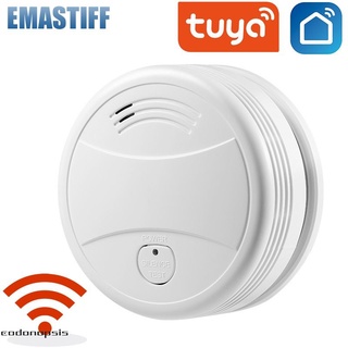 Tuya-Wifi Smart Detector De Humo Inalámbrico Sensor De Alarma De Fuego Control by App Home Office Protección Contra Incendios COD