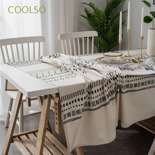 coolso restaurante mantel impermeable bohemio comedor mantel decoración del hogar a prueba de polvo algodón lino blanco y negro cubierta de mesa