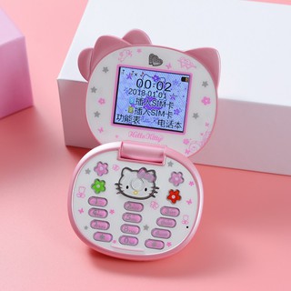 Mini teléfono móvil lindo Mini hello Kitty Telefone Menina K688 Quad Band Flip Telefone Móvel Dos Desenhos Animados desbloqueados Crianças Dos Crianças Mini Sim Dual Telefone