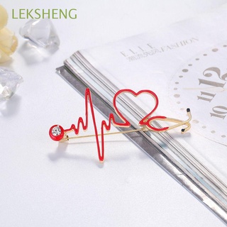 leksheng moda joyería creativo broche pines accesorios de moda rojo regalo para amigo frecuencia cardíaca electrocardiograma estetoscopio doctor broches/multicolor