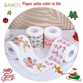 BANO1 Nuevo Papel higiénico navideño Año nuevo Papel higiénico Decoración de Navidad Suministros de baño Decoraciones para el hogar Navidad Impreso Papá Noel Rollo de papel de decoración