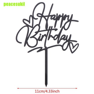[peacesukil] 1 pieza de decoración de tartas de feliz cumpleaños acrílico para fiesta de cumpleaños, decoración de postres (9)