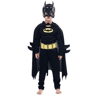 Disfraz de Batman muscular para niños con máscara capa disfraz de superhéroe (3)