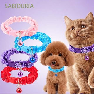 SABIDURIA Collar de perro ajustable colgante campana de cachorro collares de gato de encaje suministros para mascotas volantes hebilla de lunares accesorios para gatos Collar/Multicolor (1)