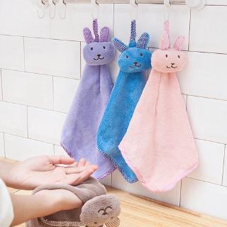 (Yr) toalla de mano de bebé con forma de conejo de dibujos animados suave de felpa para colgar paño