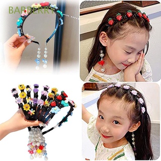 BARBERRY Girls Headband Cartoon Double Layer Hairpin with Clips Princess Hairstyle Twist Plait Hair Tools Fake Earrings Pendant Girl Sweet with Pearl Tassel