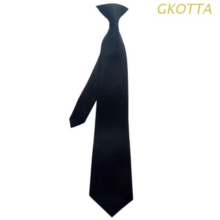 gkot 50x8cm para hombre uniforme de color negro sólido imitación seda clip-on pre-atado cuello lazos para la policía de seguridad boda funeral