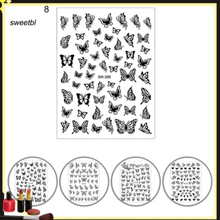 Swen calcomanía de textura fina manicura arte hueco mariposa transferencia pegatina fácil de usar para las mujeres