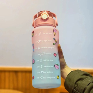 Botella De Plástico De Alta Capacidad Para Alimentos De 2 L Con Agua De Paja Con Color Degradado (2)