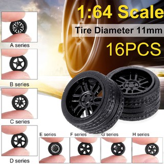 CHI HL nuevo: 16 ruedas de goma ABS para llantas de neumáticos de goma de 1:64 ruedas modificadas modelo de coche caja de juego (5)