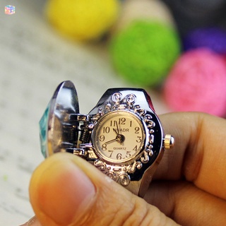 Fashion Women Ring Watch Elliptical Stereo Flower Ladies Clamshell Watches Adjustable Rings Quartz Watches