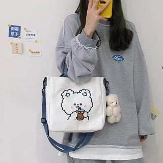 2021 versión coreana de ins bolsa de lona femenina estudiante bolsa de mensajero japonés lindo bolso de hombro suave niña pequeña bolsa (4)