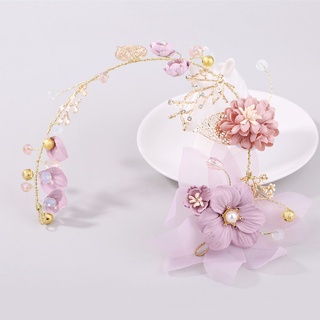 anxinmin diadema de imitación de perlas de imitación con pedrería de flores para el cabello corona de boda