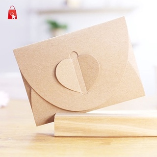 20PCS Mini tarjeta de regalo sobres hechos a mano sobres de semilla lindo papel Kraft sobres con cierre de corazón tarjetas de regalo de navidad CRD (1)