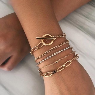 Bohemio geométrico de cristal multicapa pulseras brazaletes encanto ajustable Lasso pulsera conjunto para las mujeres joyería regalos