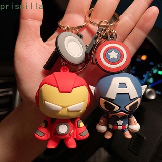 PRISCILLA Cute Anime Key Ring Movie Marvel Avengers Keychains Thor Iron Man Children Gifts Anime Captain America Spiderman Bag Pendant