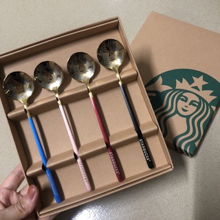 4Pcs Starbucks acero inoxidable café postre cuchara caja de regalo o bolsa de tela/pasión1/ (7)