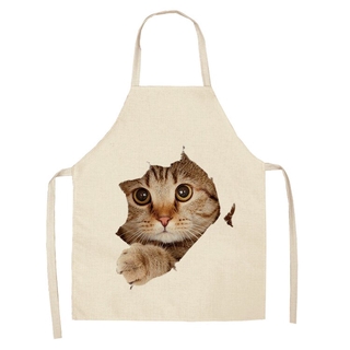precioso gato patrón delantal de cocina para las mujeres de algodón lino baberos de limpieza del hogar pinafore delantales de cocina hogar 53*65cm wq0009-1 (9)
