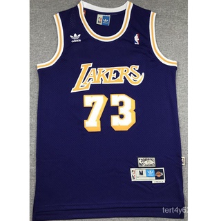 oaCN 2019 NBA Los Angeles Lakers #73 Dennis Rodman purple retro net regular season basketball jerseys