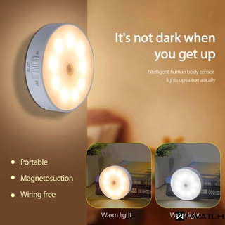 sensor de movimiento led recargable luz de noche inalámbrica ahorro de energía led cuerpo de inducción lámpara dormitorio baño pw