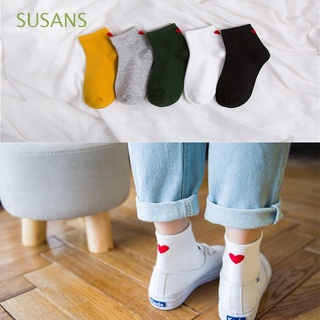 susans 1 par de calcetines de algodón de moda mujer corea estilo japonés mujeres calcetines lindo color sólido calcetines de tobillo transpirable amor corazón/multicolor