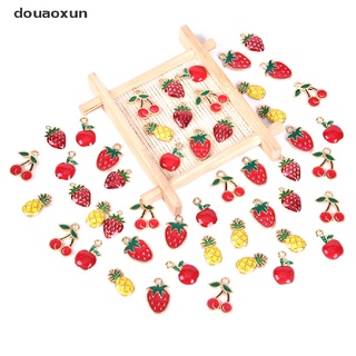 Douaoxun 10Pcs/Set Enamel Fruit Cherry Alloy Charms Pendant DIY Craft Jewelry Findings MX