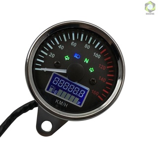 Un velocímetro Universal de 12V motocicleta LED tacómetro Digital de cristal Liquaid medidor de instrumentos odómetro con indicador de medidor de combustible 0-160 KM/H (1)