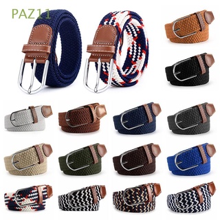 paz11 hombres mujeres cinturones de lona clásico elástico tela trenzada elástico cinturón de moda deportes al aire libre casual cuero pu hebilla cintura (1)