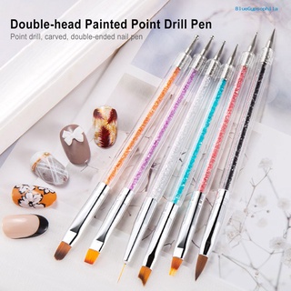 BG 6Pcs/Set Nail Pen Wide Application Easy to Use Nylon Wool Nail Art Double-head Painted Point Drill Pen Set