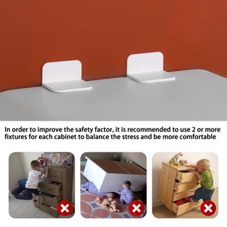 SABIDURIA 2pcs/set Útil Estabilizador de muebles Seguridad infantil Cerradura autoadhesiva para gabinete Clip fijo antivuelco Práctico Anticaída Cuidado del bebé Soporte de pared antivuelco (3)