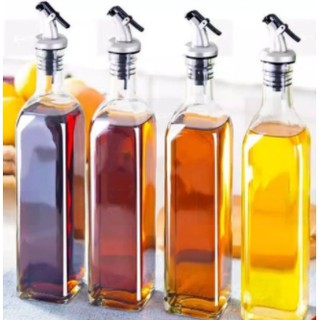 Hokee - botella de aceite de vidrio de 500 ml, juego de botellas pequeñas, cubierta de aceite de cocina, botella de aceite