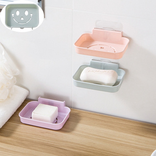 1pc cuarto de baño ducha plástico jabón caja de baño estante de almacenamiento montado en la pared autoadhesivo (1)