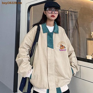 Chaqueta de pana para mujer 2021 uniforme de béisbol de primavera y otoño nueva versión coreana suelta salvaje BF estudiante ins chaqueta marea femenina