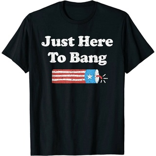 Funny Fourth Of July 4th Of July I'm Just Here To Bang Men's Short Sleeve T-Shirt 100%Cotton O-Neck Oversize Birthday Christmas Day Gift For Husband or Boyfriend