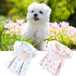 BLUELAS vestido de mascotas rayas impresión atractiva fibra acrílica mascota perro princesa vestido para verano