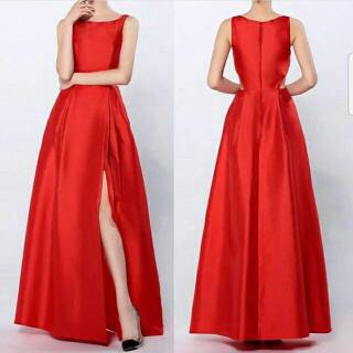 Premium rojo satén vestido largo de novia