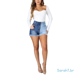 Sara-Female Denim Shorts, Adults High Waist Jeans Close-Fitting Pants Short