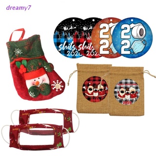 dreamy7 adornos de navidad conjunto exquisito precioso colgante kit de decoración máscaras listar decoración calcetines bolsa de cordón navidad spree