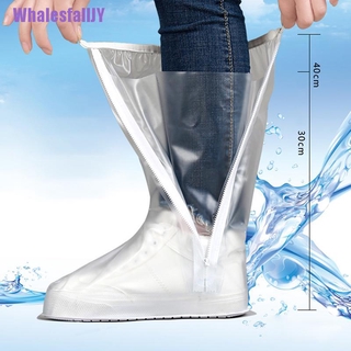 (whalesfalljy) impermeable lluvia reutilizable zapatos cubierta antideslizante cremallera botas de lluvia overshoes