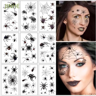 JINHE Men Tattoo Stickers Lifelike Face Patch Temporary Tattoos Women Waterproof DIY Scar Spider Design Halloween Body Art Stickers