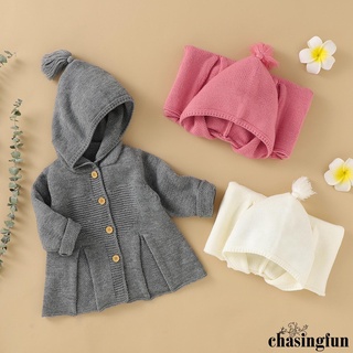Chf-kids prendas de punto, niño de Color sólido de manga larga de punto Tops blusa para primavera otoño, gris/blanco/rosa, 3-24 meses